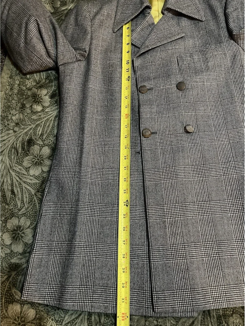 VTG 70s Jacques Esterel Paris Men's Wool Suit 40R 32x30 Double Breasted Plaid